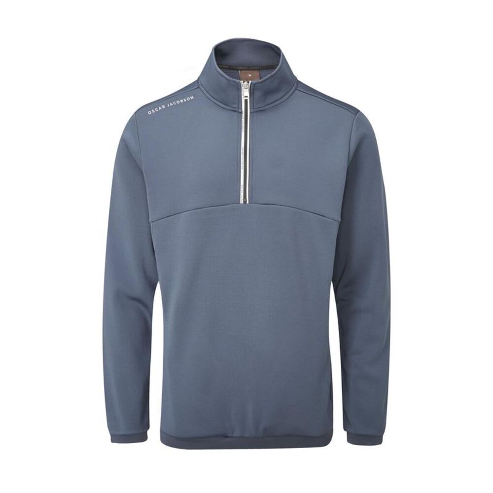 Oscar Jacobson Mens Longton Zip Neck Fleece Top / China Blue